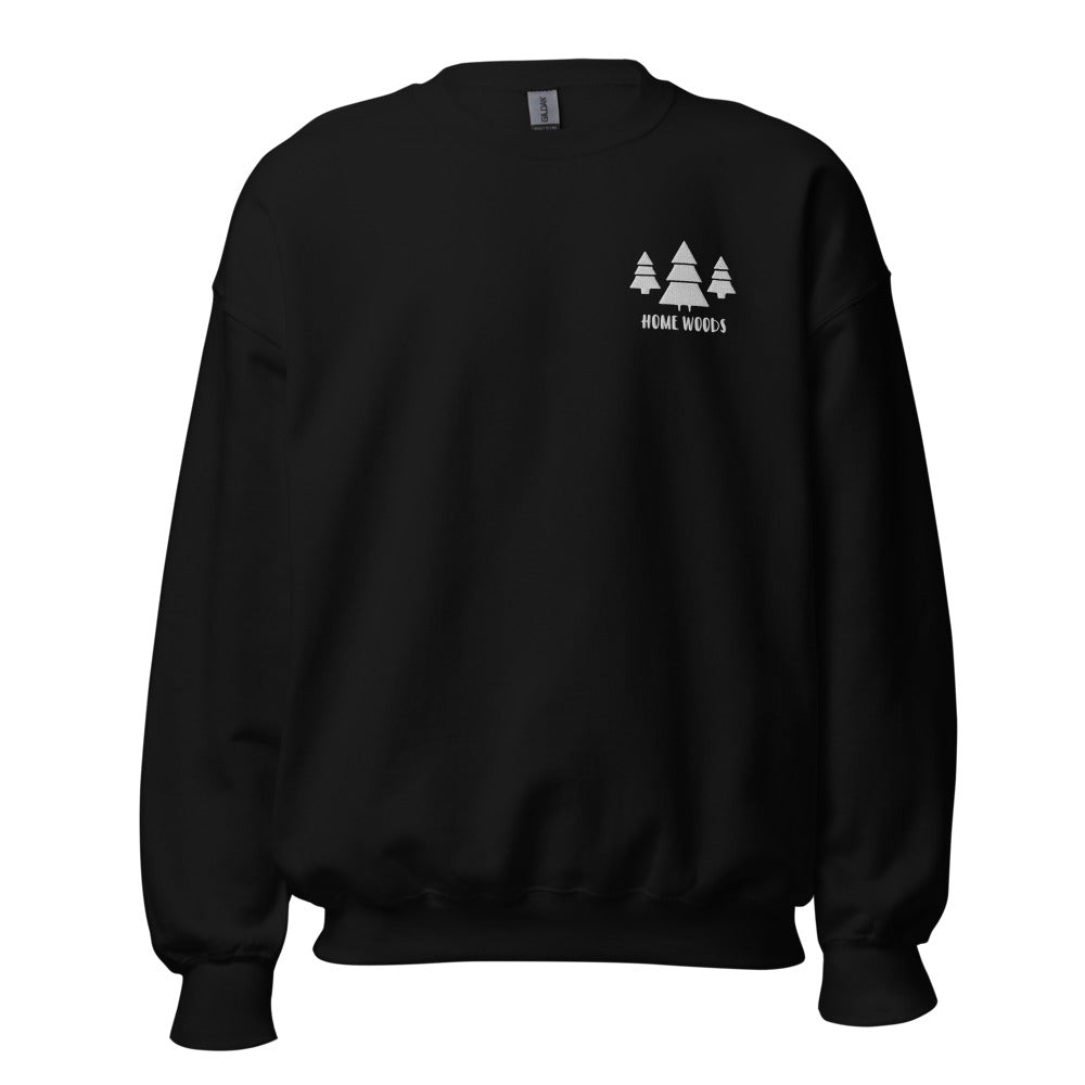 Homewoods Sweat-Pullover – Brust-Stick – Schwarz, Motiv Tannen