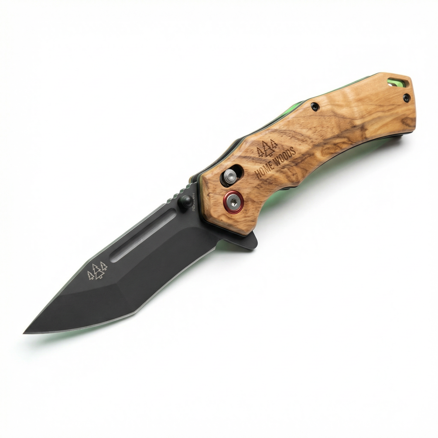 Outdoor-Klappmesser – Leuchtender Olivenholzgriff & Komplettset