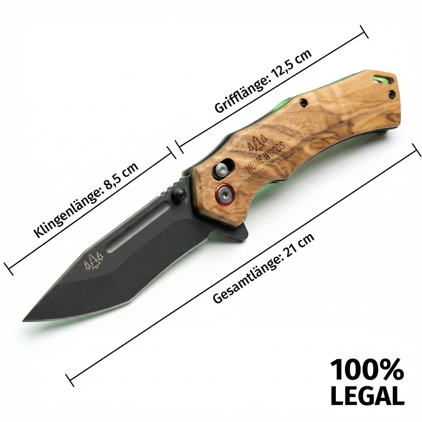 Outdoor-Klappmesser – Leuchtender Olivenholzgriff & Komplettset