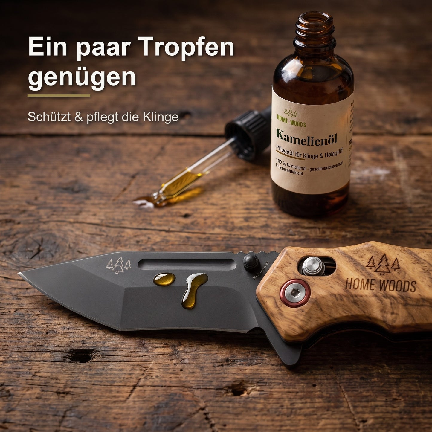 Ein paar Tropfen Kamelienöl genügen für die Klingenpflege