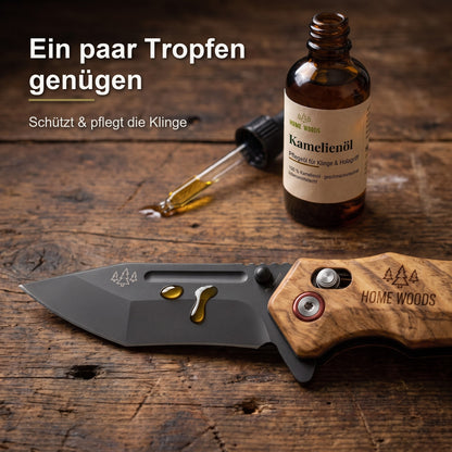 Ein paar Tropfen Kamelienöl genügen für die Klingenpflege