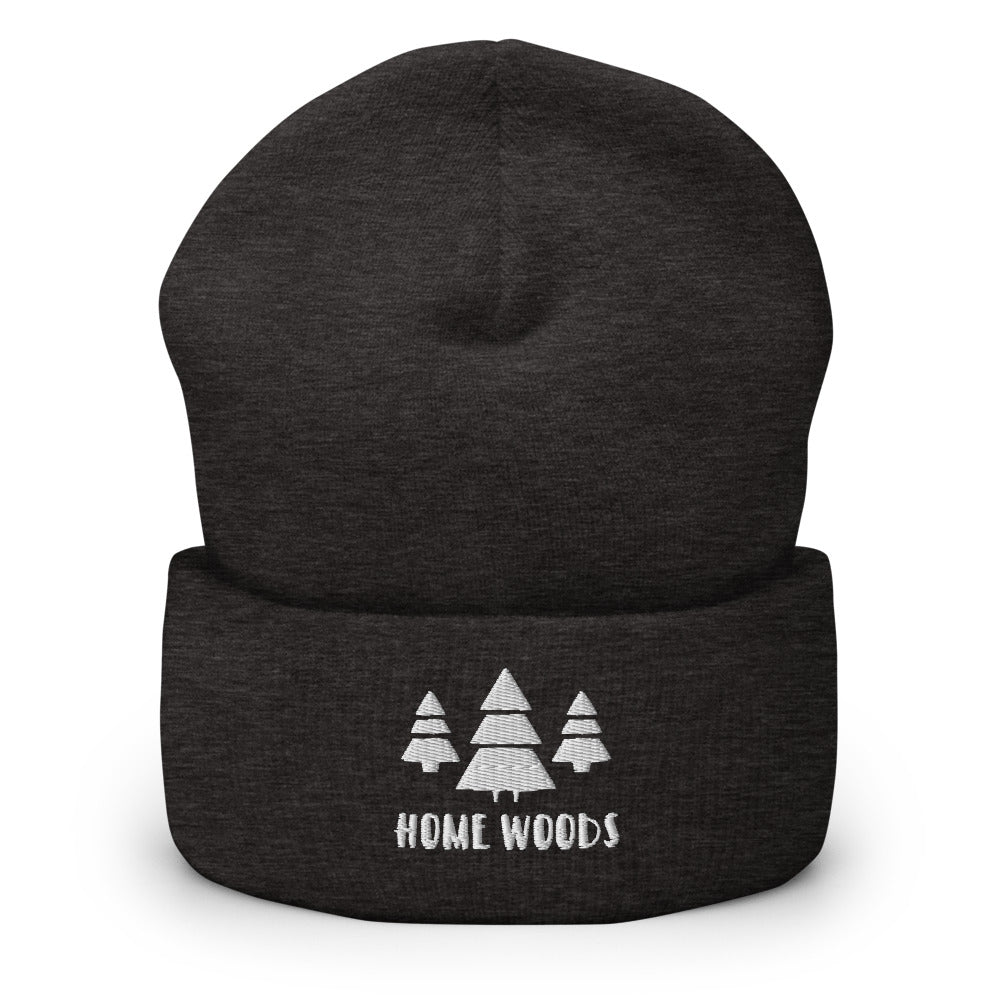 Homewoods Strickmütze Grau mit gesticktem Motiv Tannen und HOMEWOODS-Schriftzug