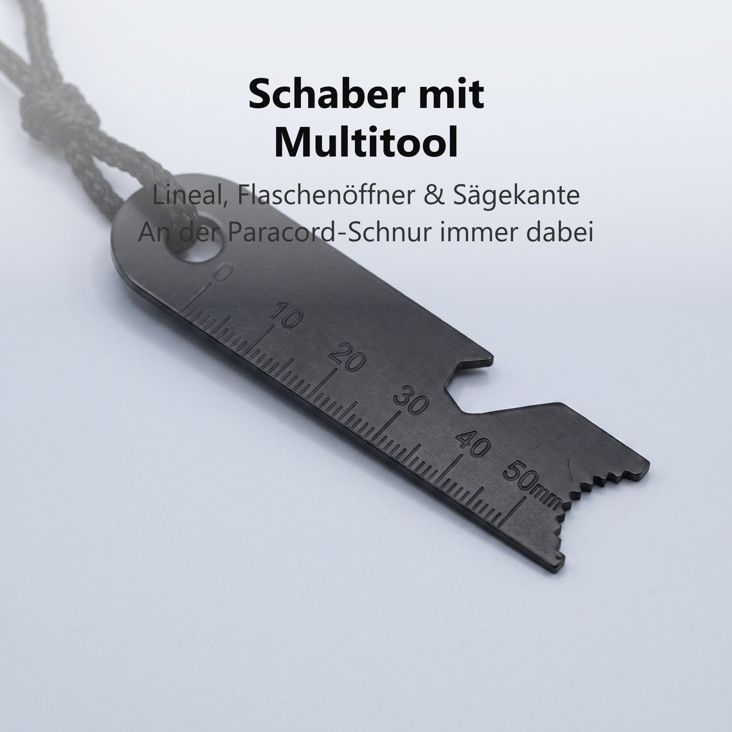 Schaber mit Lineal, Flaschenöffner und Sägekante