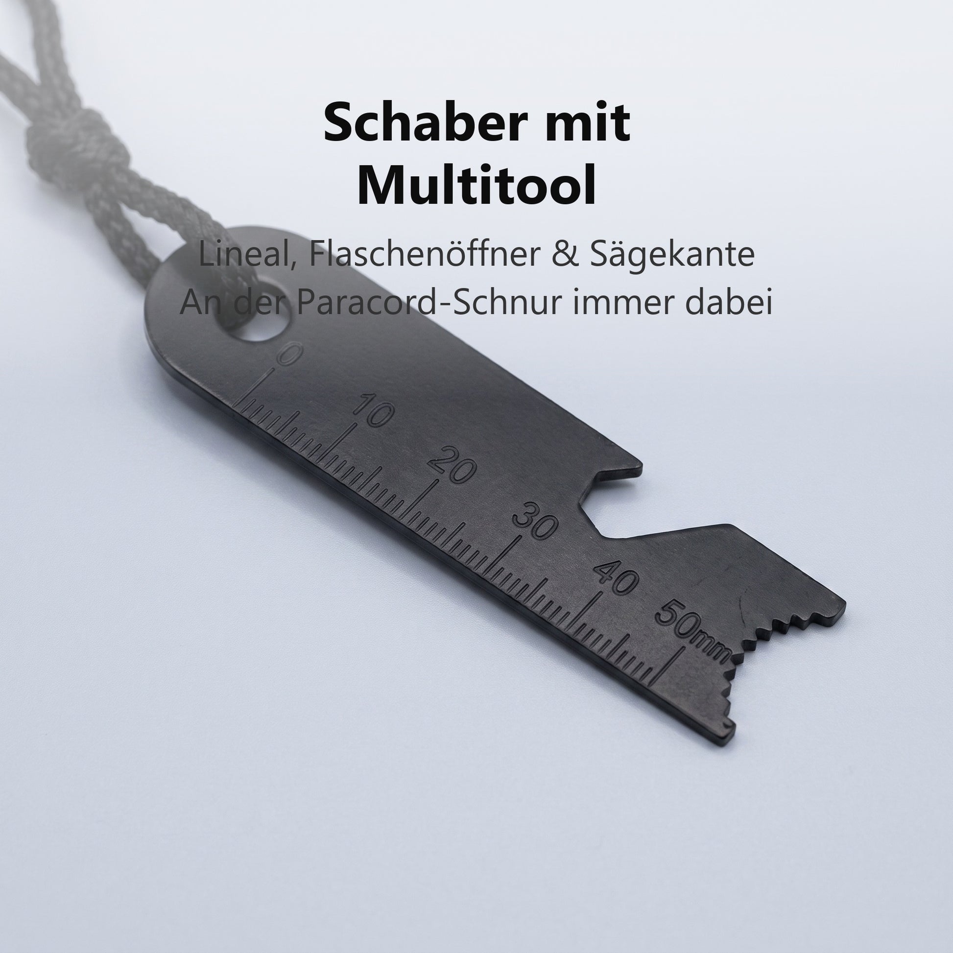 Schaber mit Lineal, Flaschenöffner und Sägekante