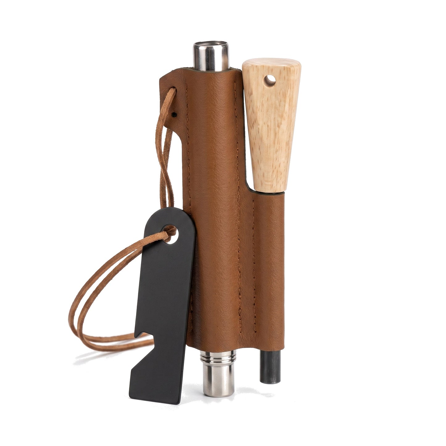 Homewoods Feuerstahl-Set mit Blasrohr und Lederhülle