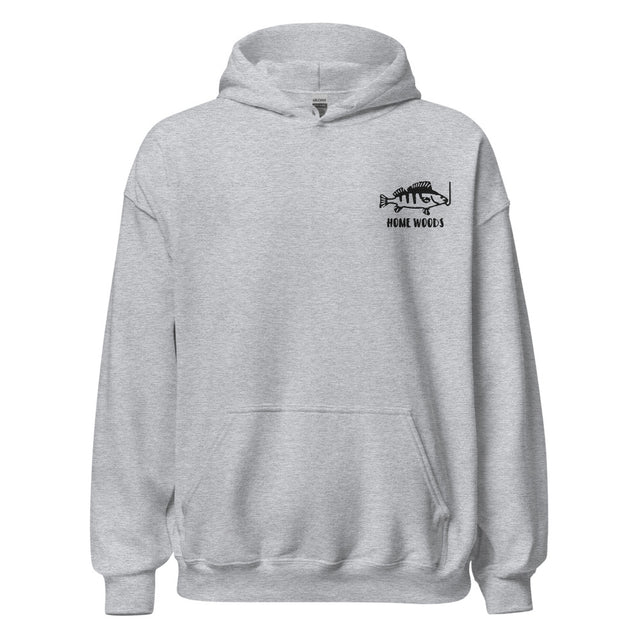 Homewoods Hoodie Fisch am Haken – Brust-Stick – Grau