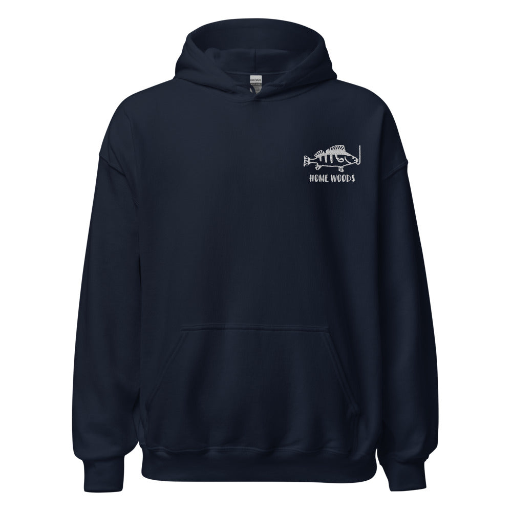Homewoods Hoodie Fisch am Haken – Brust-Stick – Navy