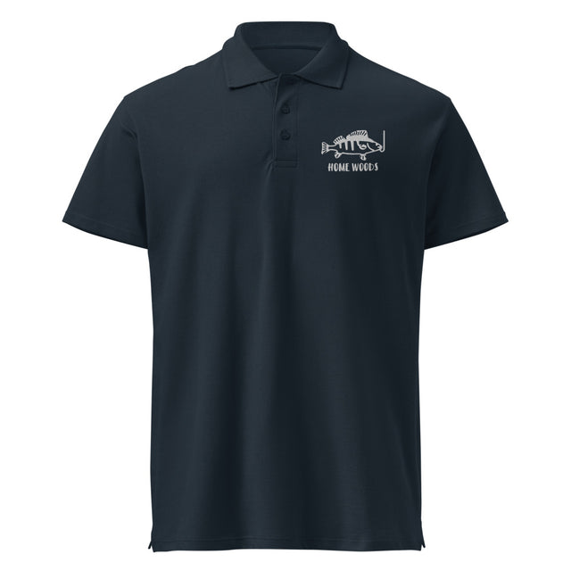 Homewoods Poloshirt – Brust-Stick – Navy, Motiv Fisch am Haken