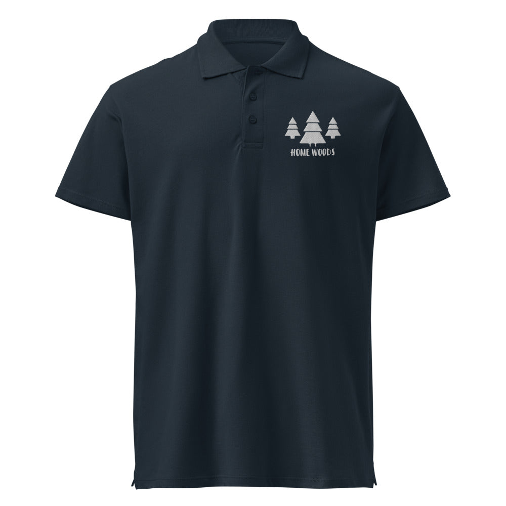 Homewoods Poloshirt – Brust-Stick – Navy, Motiv Tannen