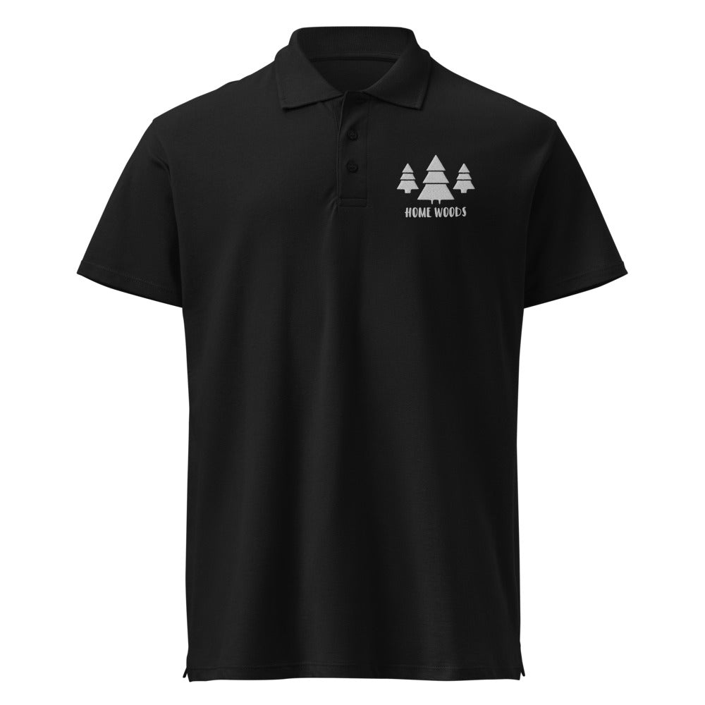 Homewoods Poloshirt – Brust-Stick – Schwarz, Motiv Tannen