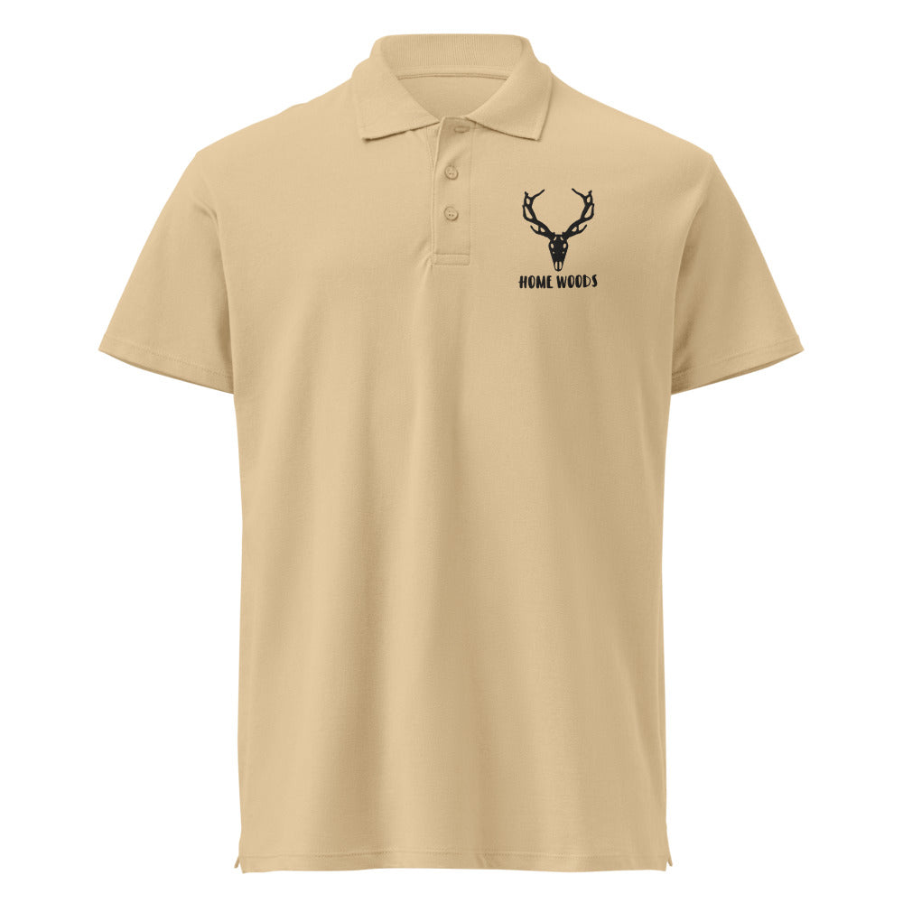 Homewoods Poloshirt – Brust-Stick – Sand, Motiv Hirsch-Schädel