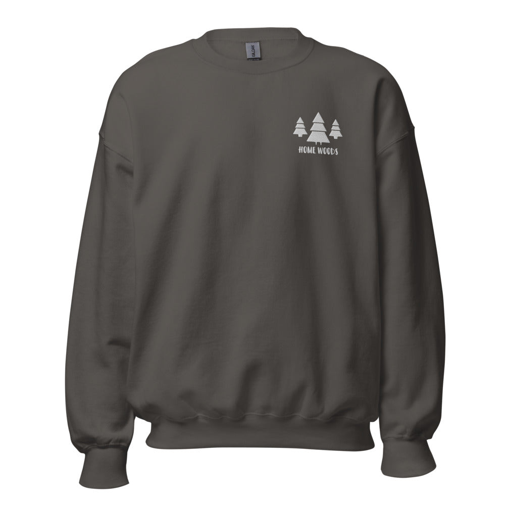 Homewoods Sweat-Pullover – Brust-Stick – Grau, Motiv Tannen