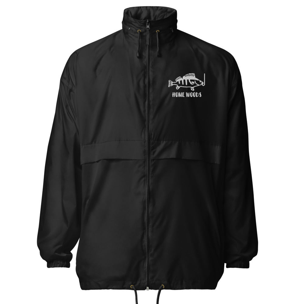 Homewoods Windbreaker – Brust-Stick – Schwarz, Motiv Fisch am Haken
