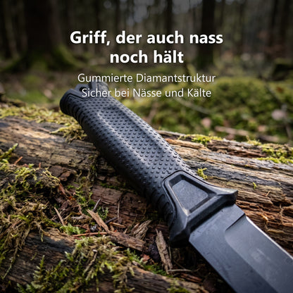 Gummierter Griff mit Diamantstruktur des Ironhold Outdoormessers