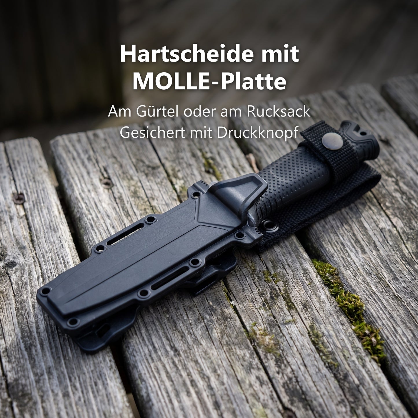 Hartschalenscheide mit MOLLE-Platte und Gürtelriemen