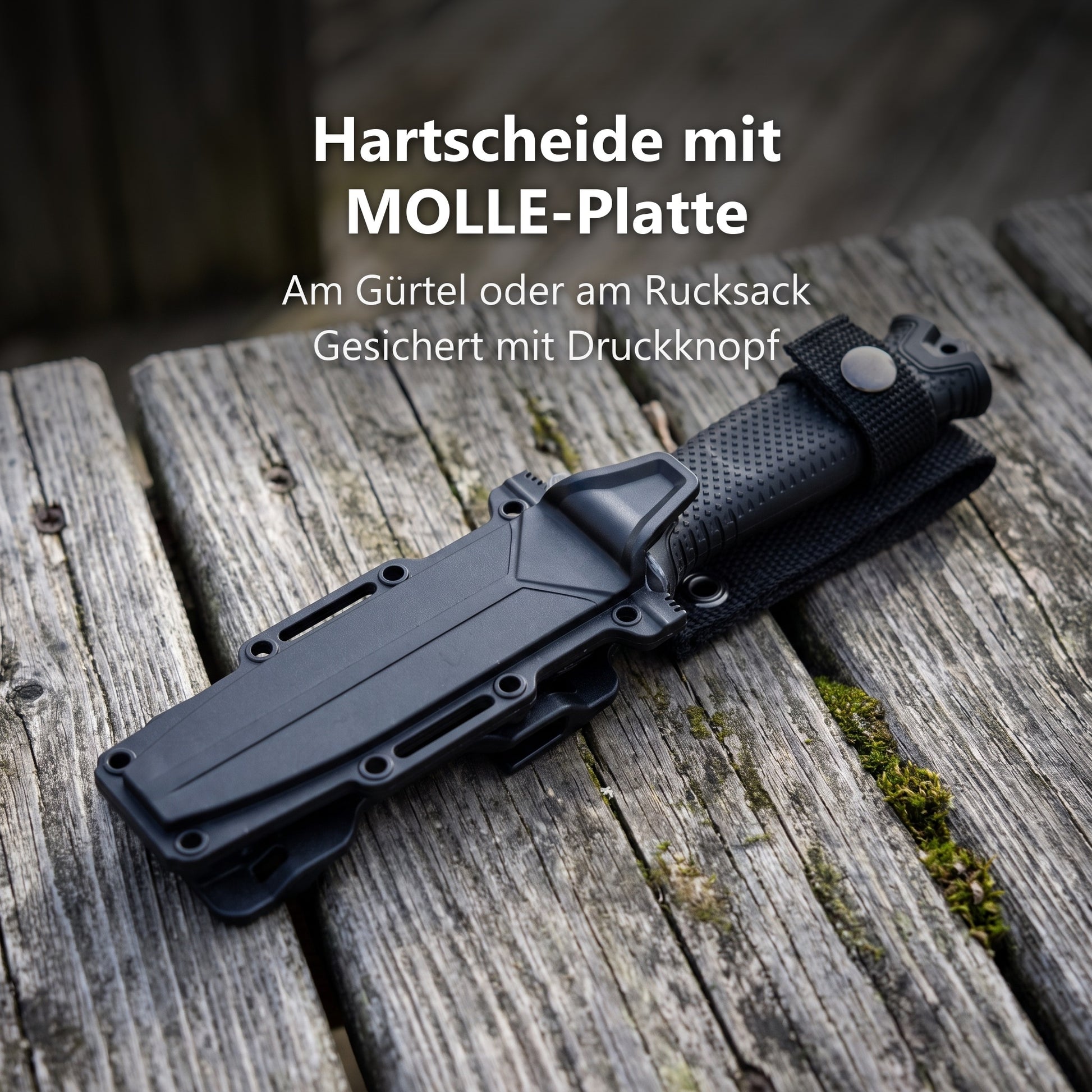 Hartschalenscheide mit MOLLE-Platte und Gürtelriemen