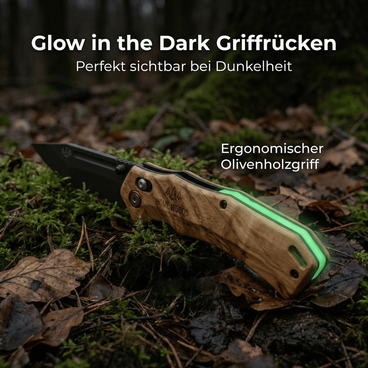 Nightglow ALL IN Outdoor Set – Messer, Messerschärfer, Karabiner & 15m Paracord - Homewoods