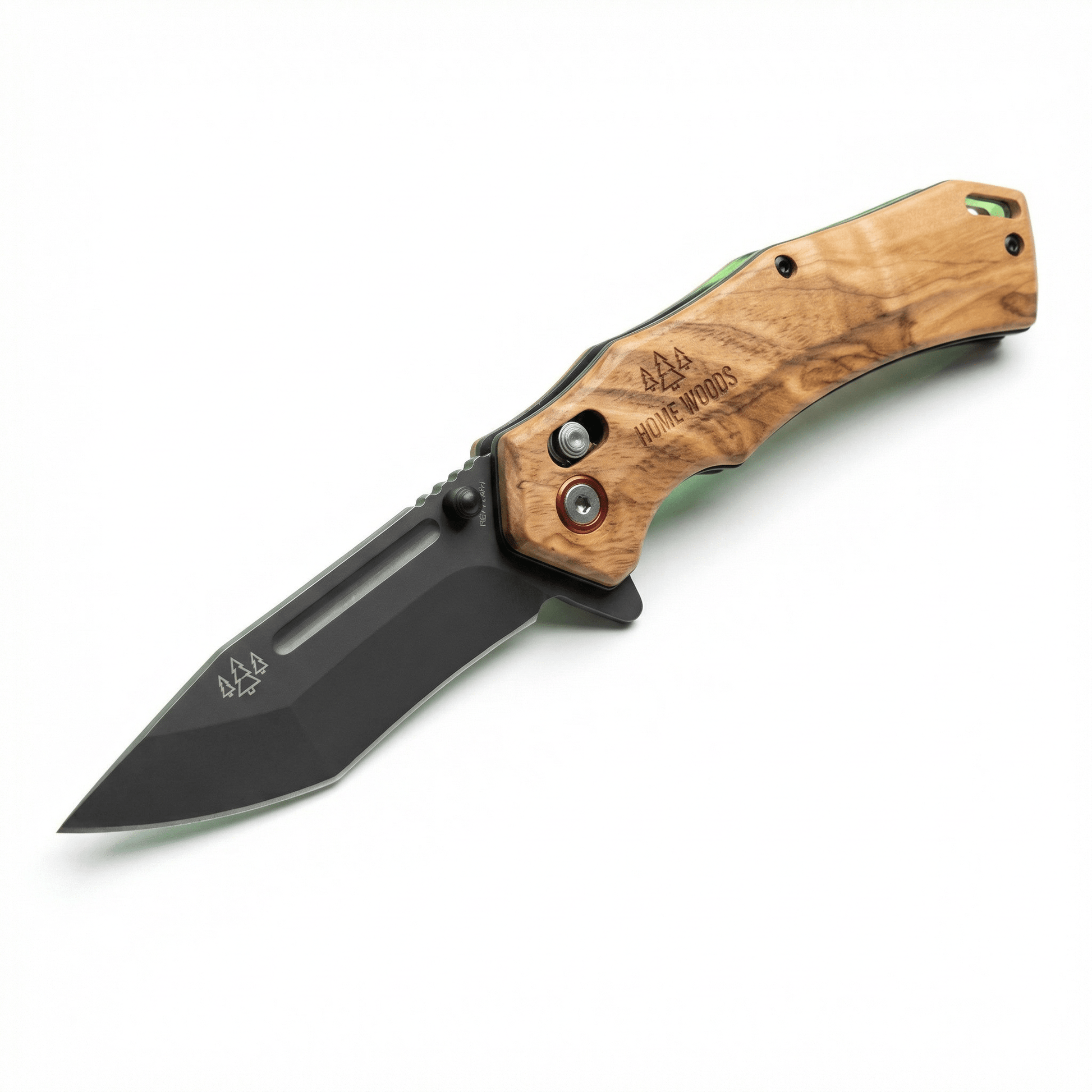 Outdoor - Klappmesser – Leuchtender Olivenholzgriff & Komplettset - Homewoods