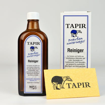 Tapir Outdoor-Reiniger 200 ml mit Verpackung und trockenem Quellschwamm