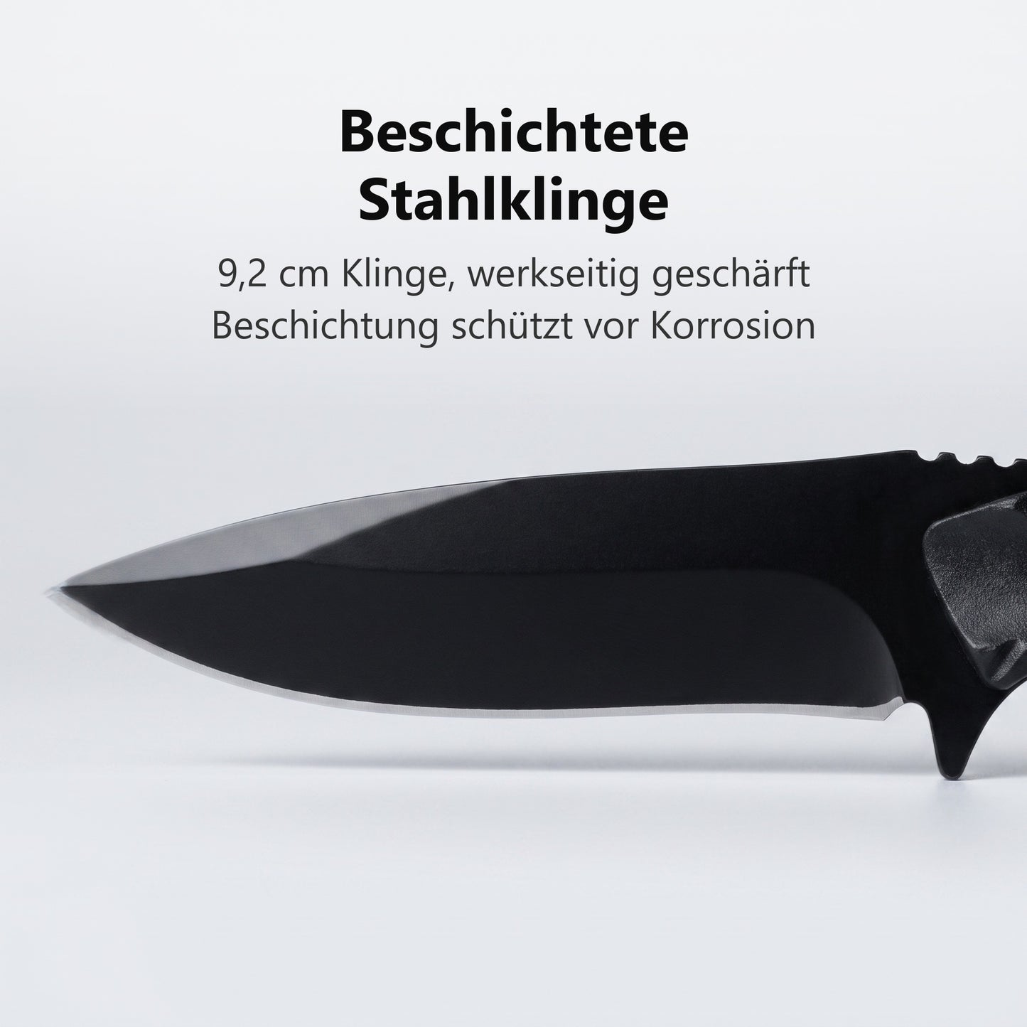 Beschichtete 9,2 cm Stahlklinge im Detail