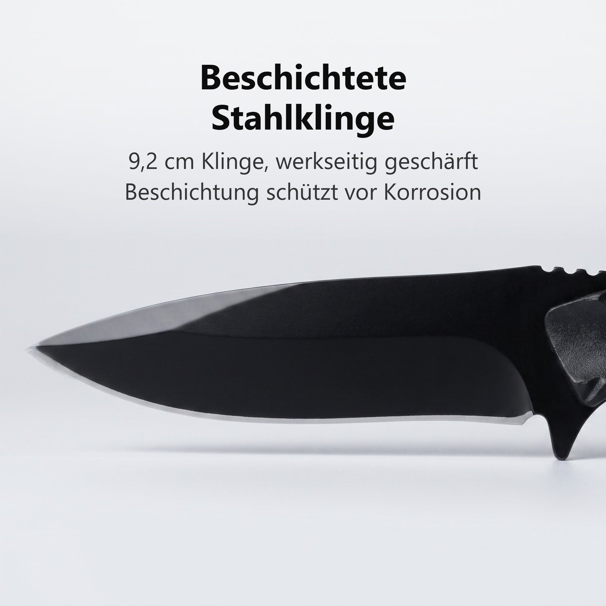 Beschichtete 9,2 cm Stahlklinge im Detail