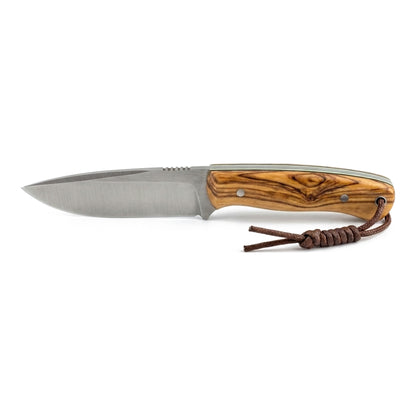 Wildglow D2 Outdoormesser mit satinierter D2-Klinge und Olivenholzgriff